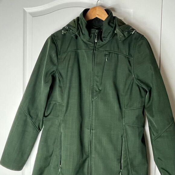 LL Bean Jacket Hooded Full Zip Coat Women's Medium Green - Picture 3 of 5